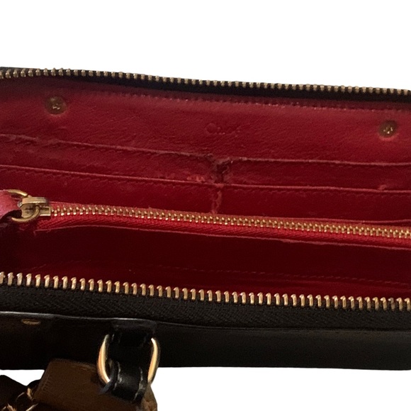 Chloe Vintage Eden Fringe Long Wallet Purse Leather Black - Picture 6 of 9